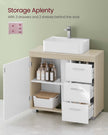 Under Sink Bathroom Cabinet – Wood – White – Featuring 3 Drawers and 2 Compartments