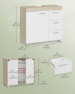 Under Sink Bathroom Cabinet – Wood – White – Featuring 3 Drawers and 2 Compartments