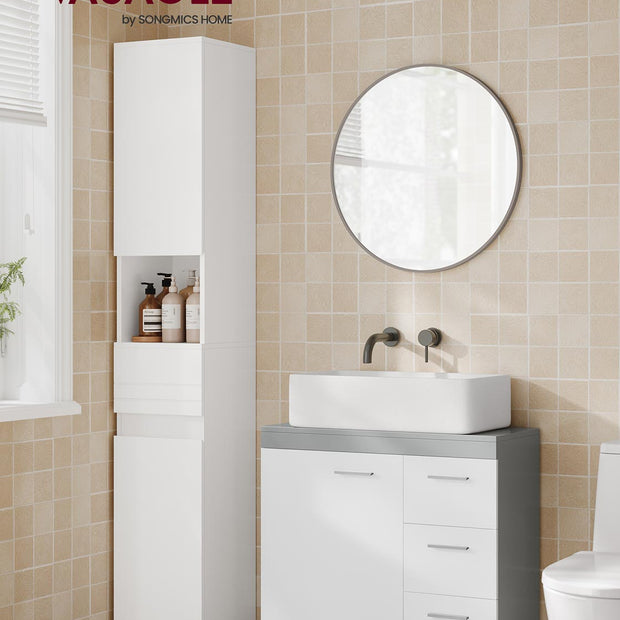 Under Sink Bathroom Cabinet – Wood – White – 3 Drawers, 2 Compartments