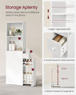 Tall Bathroom Cabinet – Wood – Classic White – Freestanding Slim Storage with Drawers and Adjustable Shelf