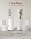 Tall Bathroom Cabinet – Wood – Classic White – Freestanding Slim Storage with Drawers and Adjustable Shelf
