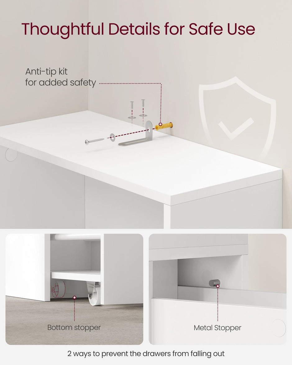 Tall Bathroom Cabinet – Wood – Classic White – Freestanding Slim Storage with Drawers and Adjustable Shelf
