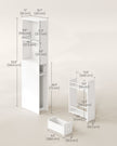 Tall Bathroom Cabinet – Wood – Classic White – Freestanding Slim Storage with Drawers and Adjustable Shelf