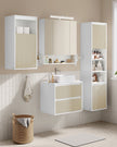 Wall-Mounted Bathroom Cabinet – MDF – Cloud White and Natural Beige – Adjustable Door Swing Direction and Shelf