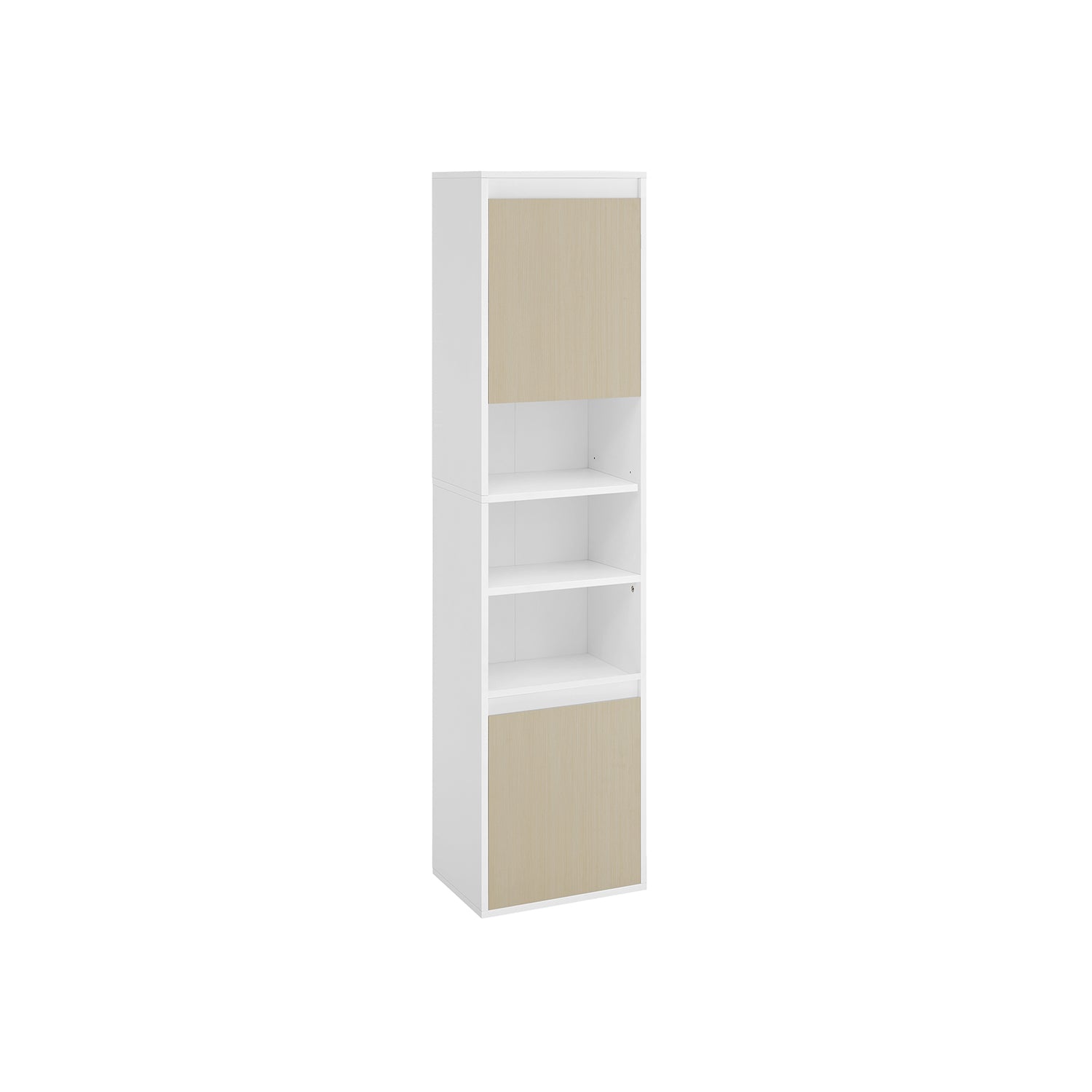 Wall-Mounted Bathroom Cabinet – Engineered Wood – Cloud White and Natural Beige – Adjustable Shelves and Door Swing Direction