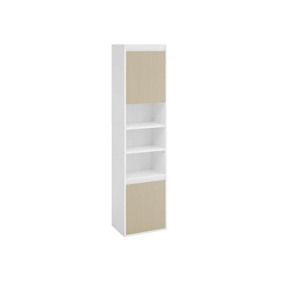 Wall-Mounted Bathroom Cabinet – Engineered Wood – Cloud White and Natural Beige – Adjustable Shelves and Door Swing Direction