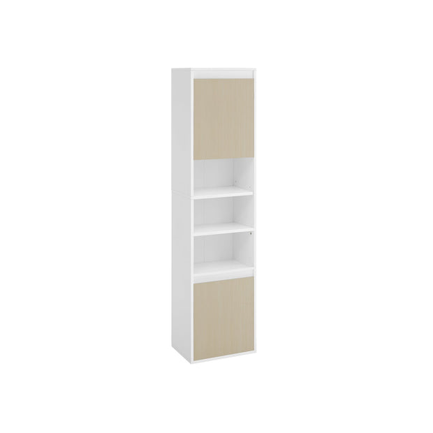 Wall-Mounted Bathroom Cabinet – Engineered Wood – Cloud White and Natural Beige – Adjustable Shelves and Door Swing Direction