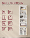 Wall-Mounted Bathroom Cabinet – Engineered Wood – Cloud White and Natural Beige – Adjustable Shelves and Door Swing Direction