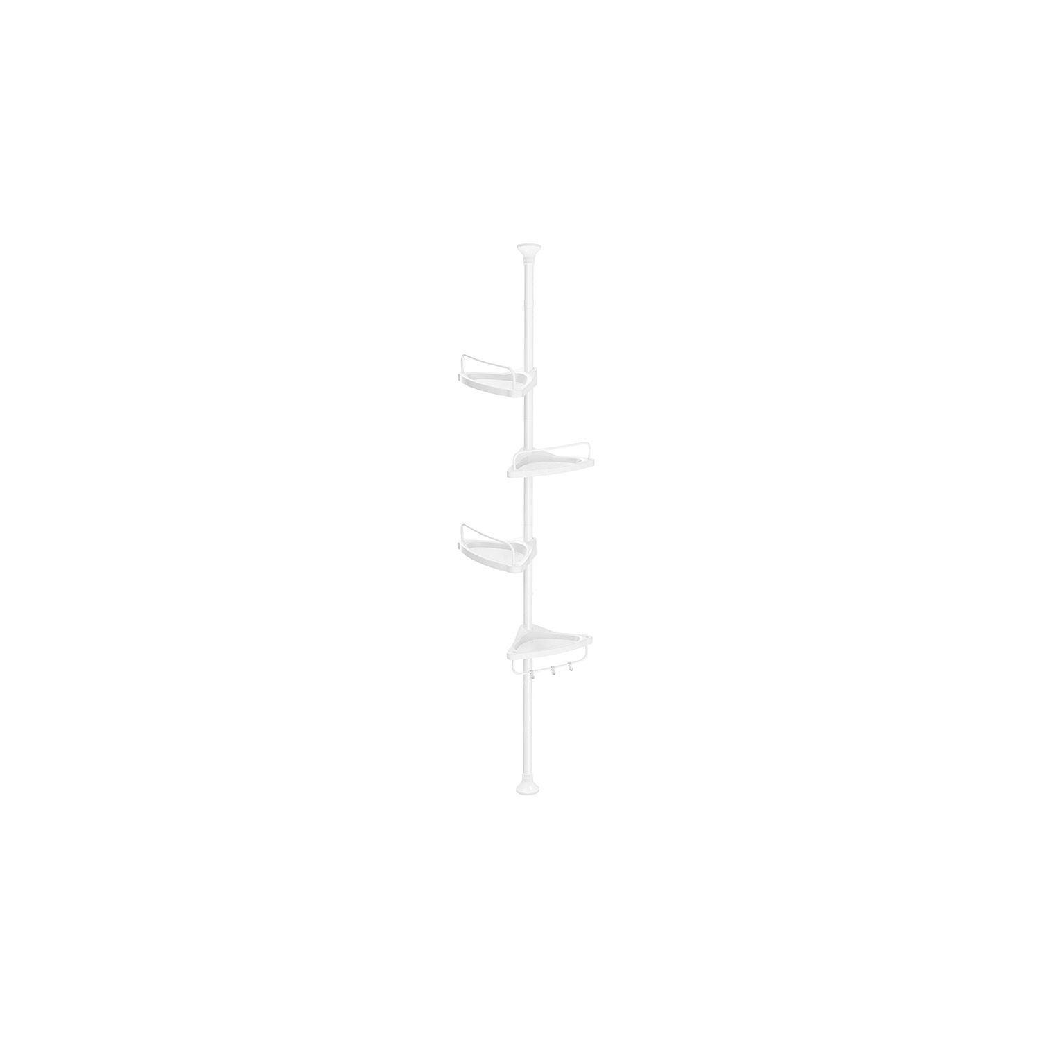 Adjustable Bathroom Corner Shelf – Metal – Silver – 4 Tier Telescopic Organizer