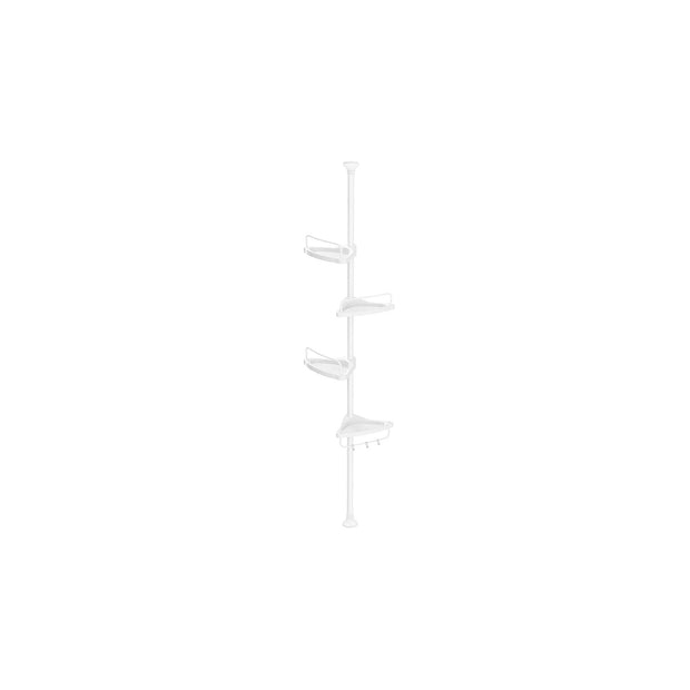 Adjustable Bathroom Corner Shelf – Metal – Silver – 4 Tier Telescopic Organizer