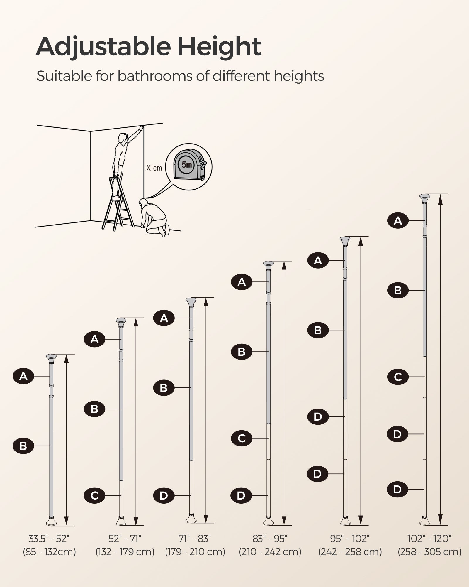 Adjustable Bathroom Corner Shelf – Metal – Silver – 4 Tier Telescopic Organizer
