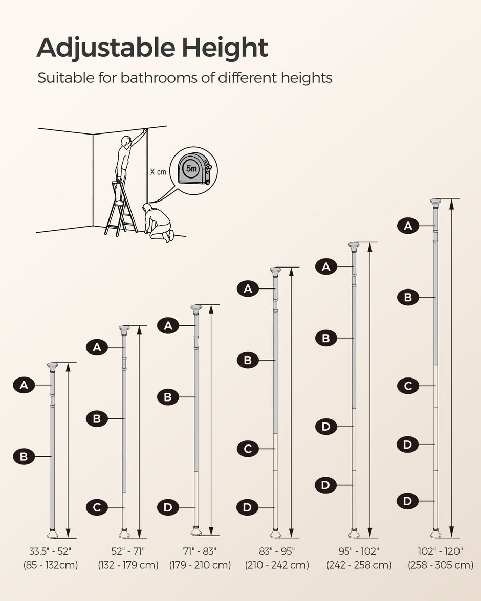Adjustable Bathroom Corner Shelf – Metal – Silver – 4 Tier Telescopic Organizer