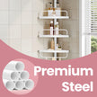 Bathroom Storage Rack – Metal – White – Adjustable 4-Tier Corner Shelf