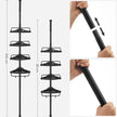 Adjustable Corner Bathroom Shelf – Metal – Black – Telescopic 4-Tier Design
