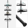Adjustable Corner Bathroom Shelf – Metal – Black – Telescopic 4-Tier Design