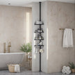 Corner Shower Shelf – Metal – Black – Adjustable 4-Tier Bathroom Organiser (85-305 cm)