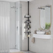 Corner Shower Shelf – Metal – Black – Adjustable 4-Tier Bathroom Organiser (85-305 cm)