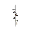 Adjustable Shower Caddy – Stainless Steel – Silver & Black – 4 Tiers with Hooks and Towel Bar