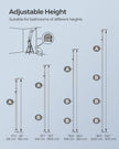 Adjustable Shower Caddy – Stainless Steel – Silver & Black – 4 Tiers with Hooks and Towel Bar