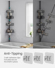 4-Tier Corner Shower Caddy – Rust-Resistant – Ink Black – Height Adjustable with Tension Pole