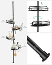 4-Tier Corner Shower Caddy – Rust-Resistant – Ink Black – Height Adjustable with Tension Pole
