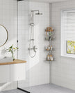 4-Tier Corner Shower Caddy – Rust-Resistant – Dove Grey – Height Adjustable with Tension Pole