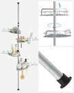 4-Tier Corner Shower Caddy – Rust-Resistant – Dove Grey – Height Adjustable with Tension Pole
