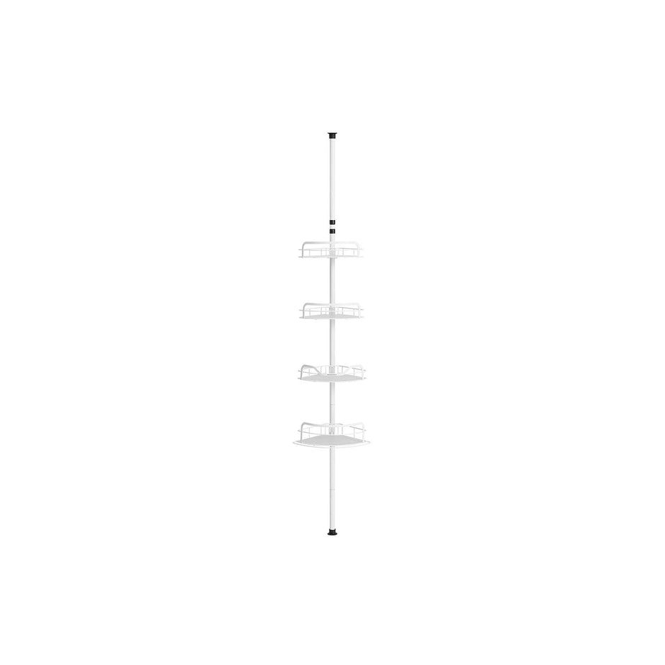 4-Tier Corner Shower Caddy – Rust-Resistant – Cloud White – Height Adjustable Tension Pole