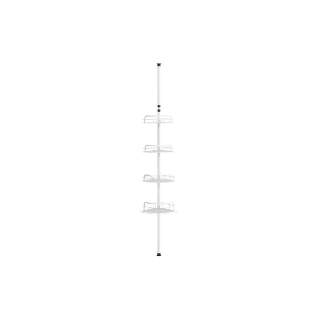 4-Tier Corner Shower Caddy – Rust-Resistant – Cloud White – Height Adjustable Tension Pole