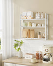 Adjustable Rack – Bamboo – White – 3-Tier Space-Saving Wall Shelf 60 x 15 x 54 cm