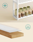 Adjustable Rack – Bamboo – White – 3-Tier Space-Saving Wall Shelf 60 x 15 x 54 cm
