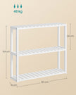Adjustable Rack – Bamboo – White – 3-Tier Space-Saving Wall Shelf 60 x 15 x 54 cm