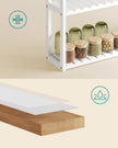 3-Tier Adjustable Bathroom Shelf – Bamboo – White – Space-saving Design