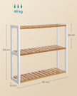 3-Tier Adjustable Bathroom Shelf – Bamboo – White – Space-saving Design