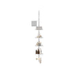 Adjustable Corner Shower Caddy – Stainless Steel – White and Silver – Telescopic with 4 Trays, 3 Hooks, and Towel Bar