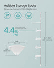 Adjustable Corner Shower Caddy – Stainless Steel – White and Silver – Telescopic with 4 Trays, 3 Hooks, and Towel Bar