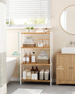 4-Tier Shelving Unit – Bamboo – White and Natural – Multifunctional