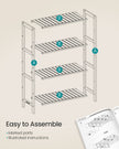 4-Tier Shelving Unit – Bamboo – White and Natural – Multifunctional