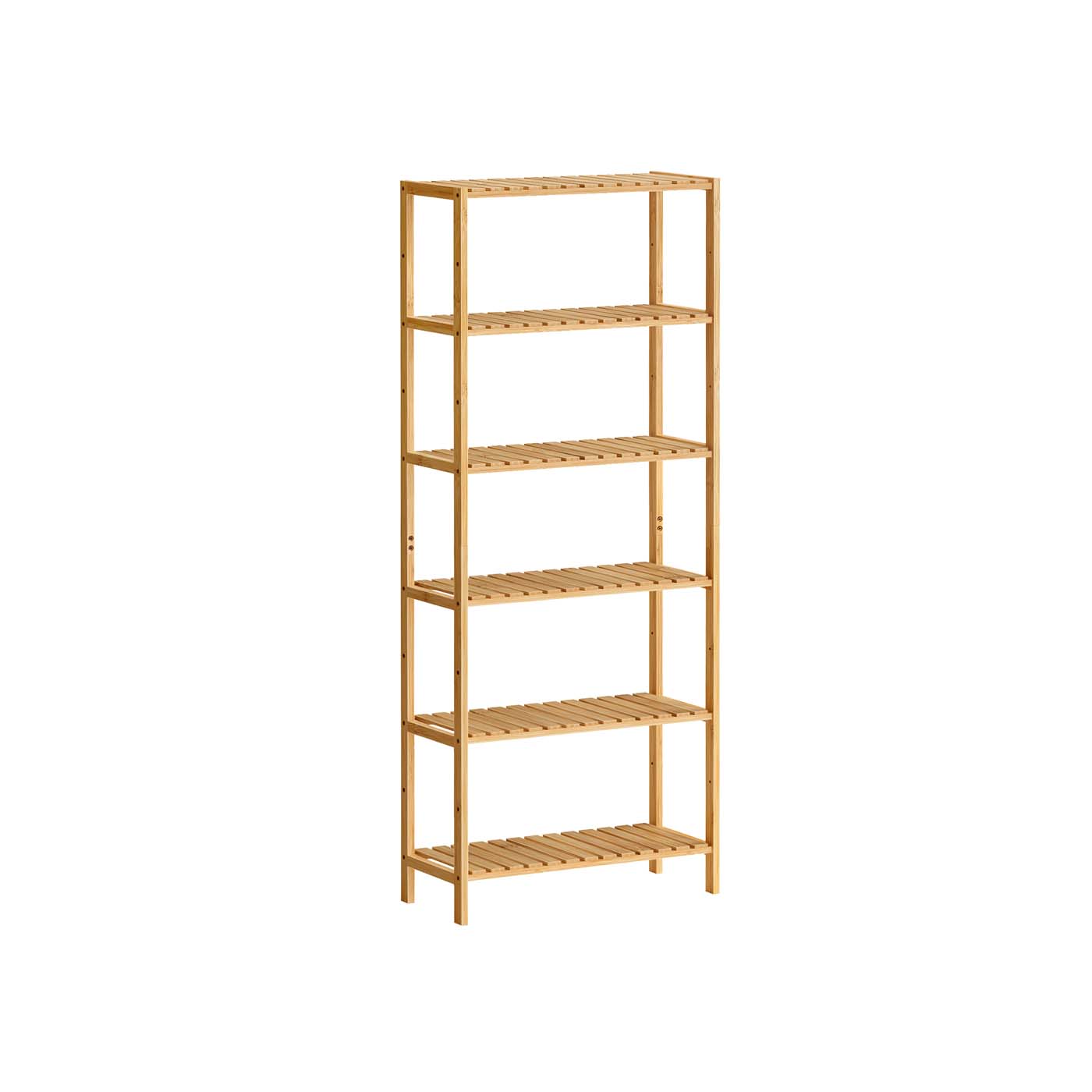 Bamboo Storage Shelf – Natural Beige – Six-Tier Multifunctional Unit