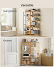 Bamboo Storage Shelf – Natural Beige – Six-Tier Multifunctional Unit