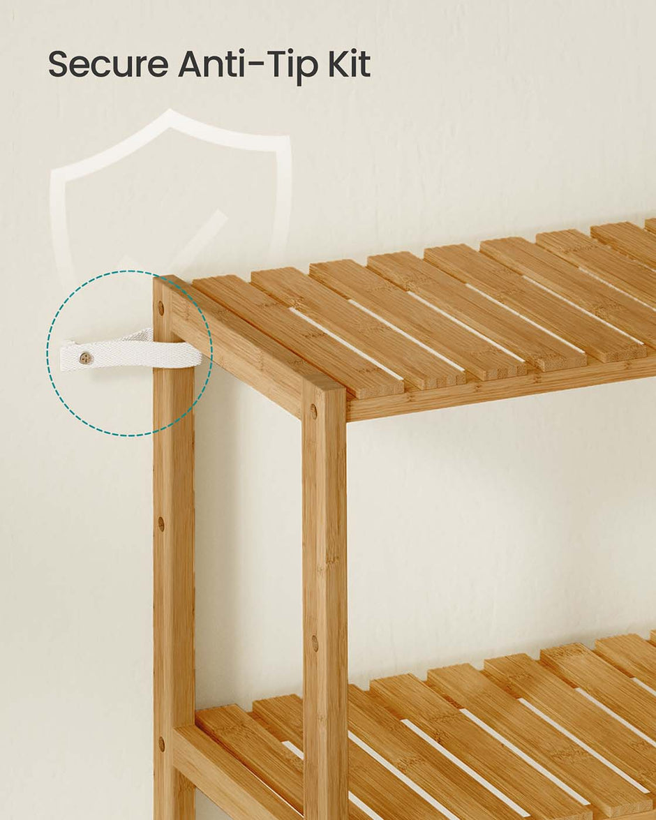 Bamboo Storage Shelf – Natural Beige – Six-Tier Multifunctional Unit