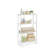 4-Tier Bamboo Storage Shelf – White – Multifunctional Design for Hallway, Bathroom, Living Room, Balcony, Kitchen – 26 x 60 x 100 cm