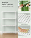 4-Tier Bamboo Storage Shelf – White – Multifunctional Design for Hallway, Bathroom, Living Room, Balcony, Kitchen – 26 x 60 x 100 cm
