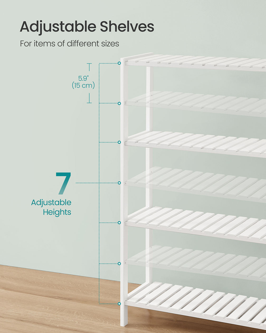 4-Tier Bamboo Storage Shelf – White – Multifunctional Design for Hallway, Bathroom, Living Room, Balcony, Kitchen – 26 x 60 x 100 cm