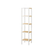 5-Tier Bathroom Shelf – Bamboo – Cloud White and Natural Beige – Narrow Space Design
