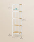 5-Tier Bathroom Shelf – Bamboo – Cloud White and Natural Beige – Narrow Space Design