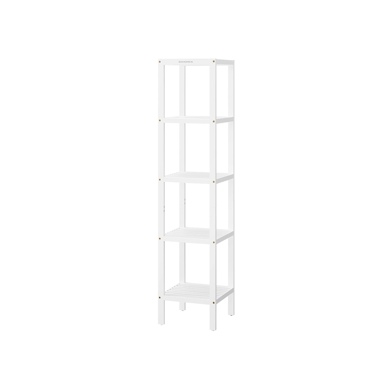 5-Tier Storage Shelf – Bamboo – Cloud White – Space-Saving Design for Narrow Areas