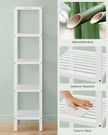 5-Tier Storage Shelf – Bamboo – Cloud White – Space-Saving Design for Narrow Areas