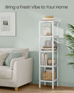 5-Tier Storage Shelf – Bamboo – Cloud White – Space-Saving Design for Narrow Areas