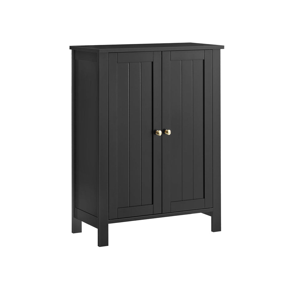 Bathroom Cabinet – Wood – Ink Black – Freestanding with Adjustable Shelves